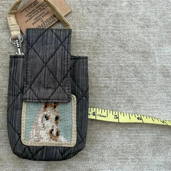 Vintage Needlepoint Horse Clip On Pouch Handcrafted New with Tags Equestrian - Picture 5 of 6